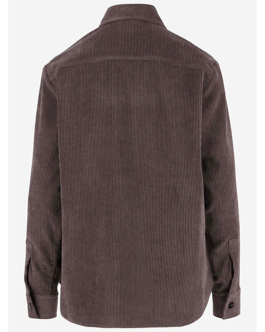 F.it Brown Shirt Ribbed Nylon-Blend Polyester