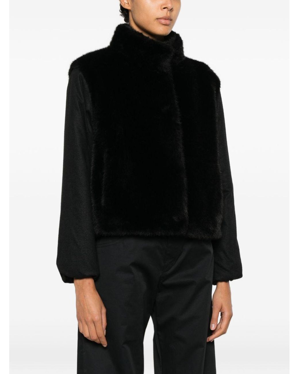 Herno Black Faux Fur Coat