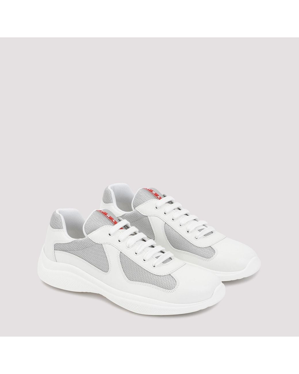 Prada White Americas Cup Lace-Up Sneaker