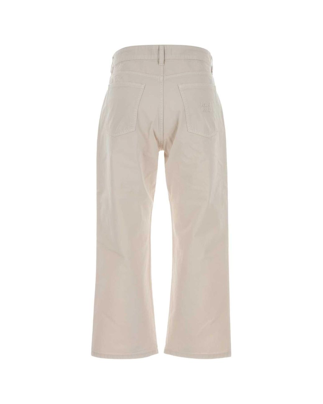 Miu Miu White Ivory Cotton Pant