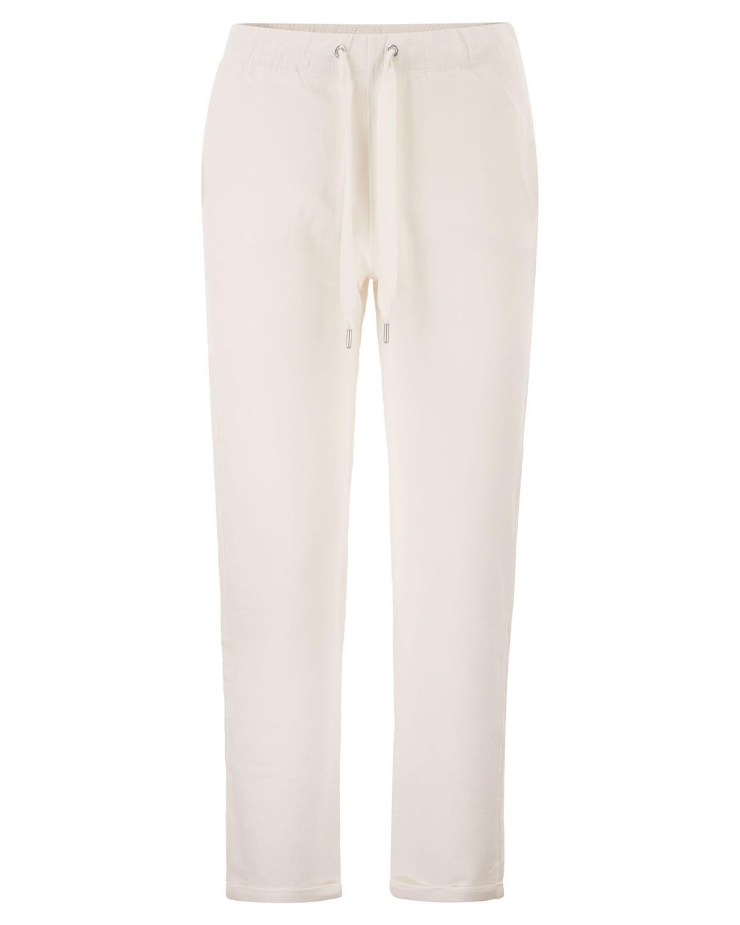 Majestic White Stretch Viscose Jogger Trousers With Drawstring Waist