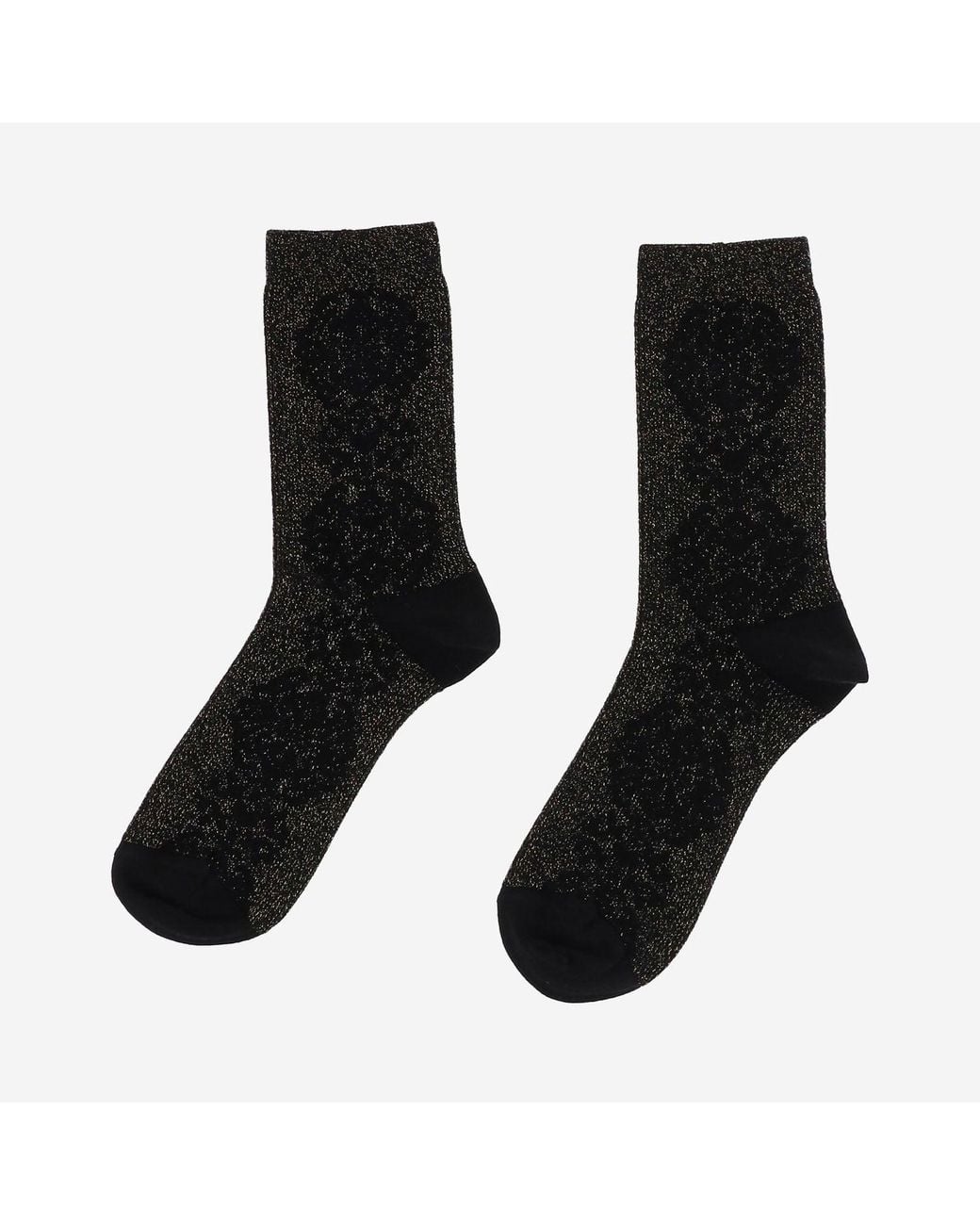 ANT45 Black Cotton Blend Socks With Floral Pattern