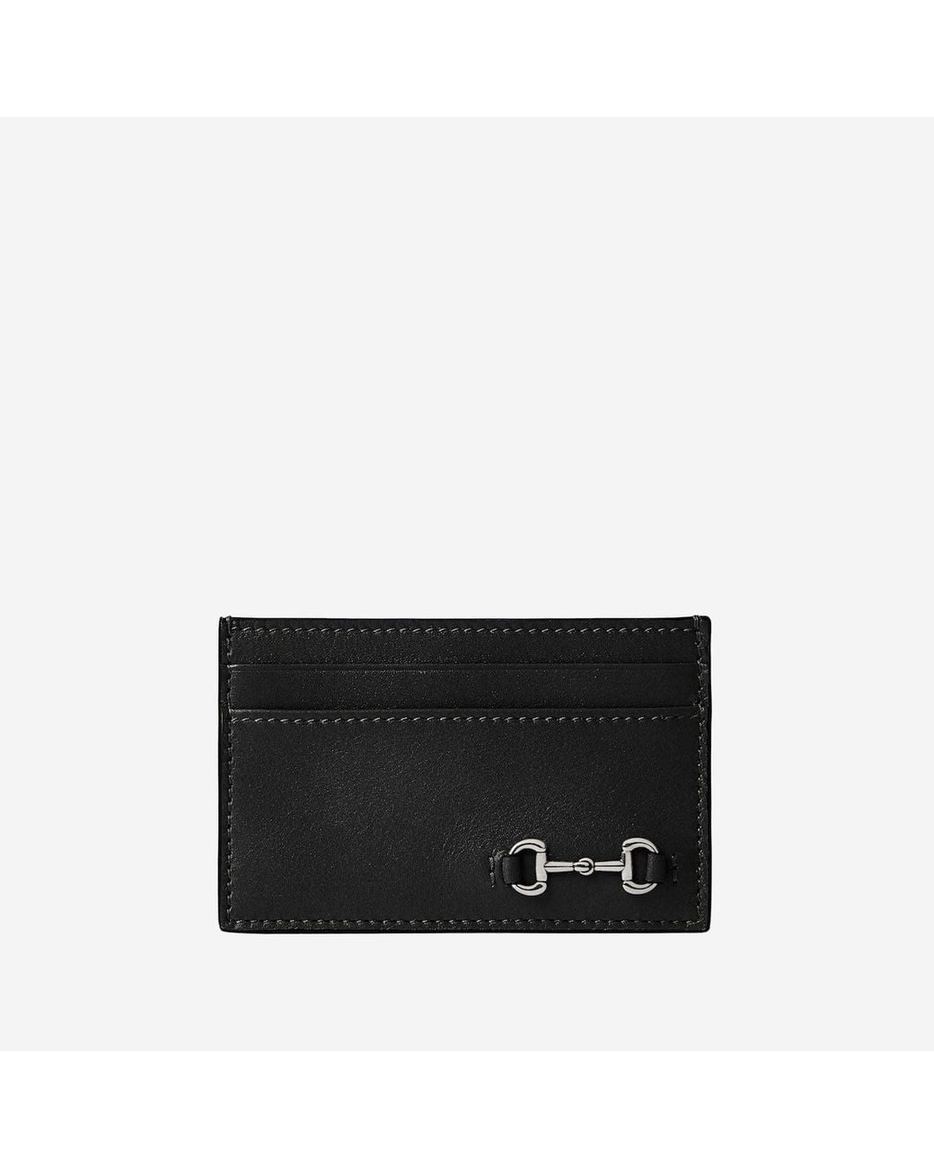 Gucci Black Leather Card Holder With Clamp