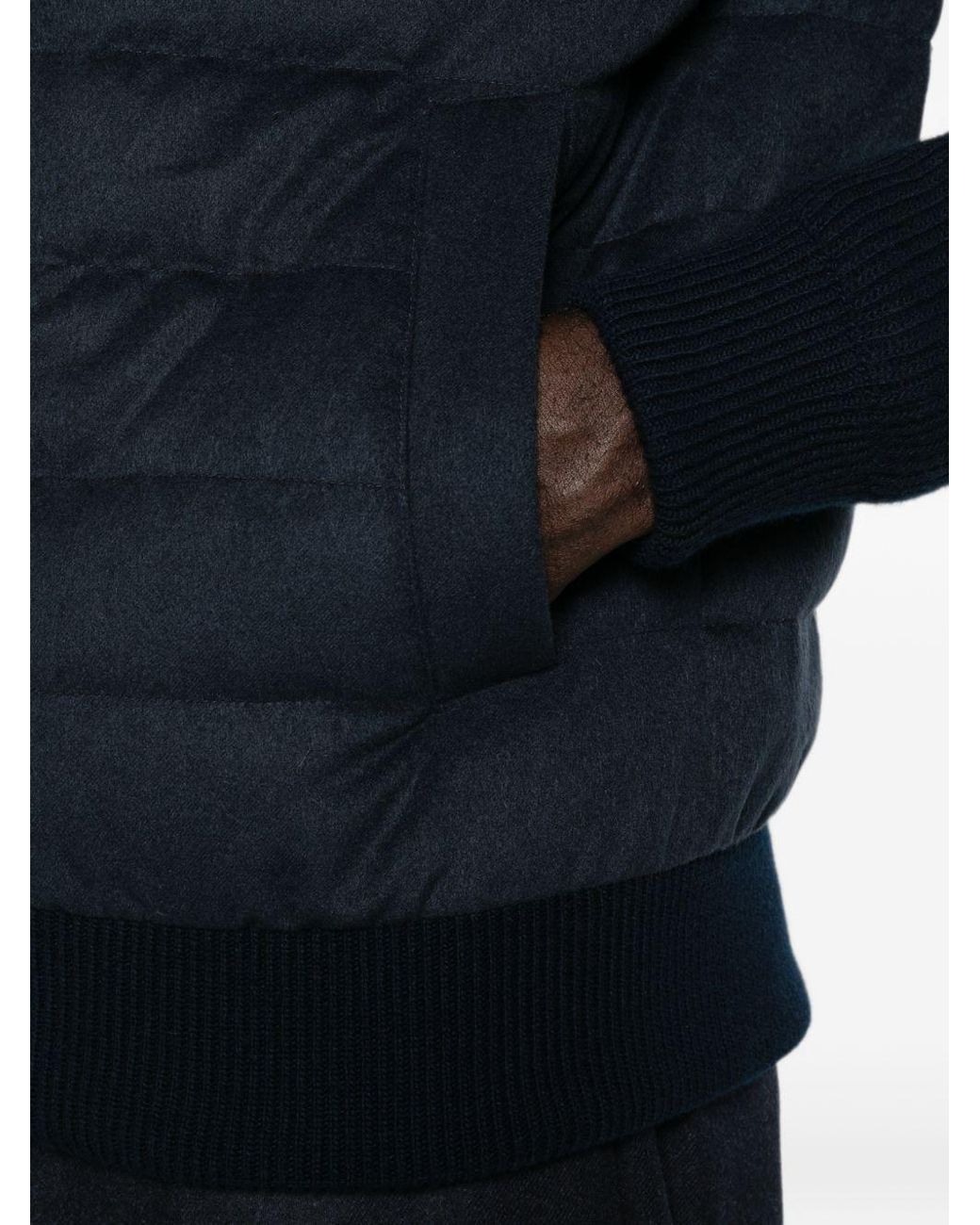Herno Blue Quilted Knit Jacket for men
