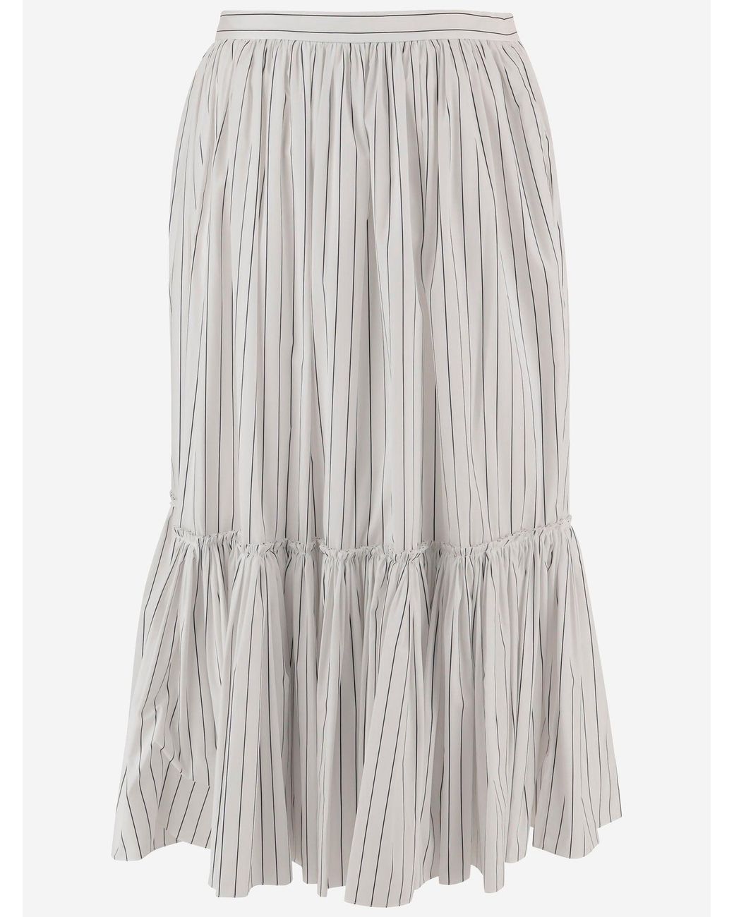 Jil Sander White Skirt Striped Cotton
