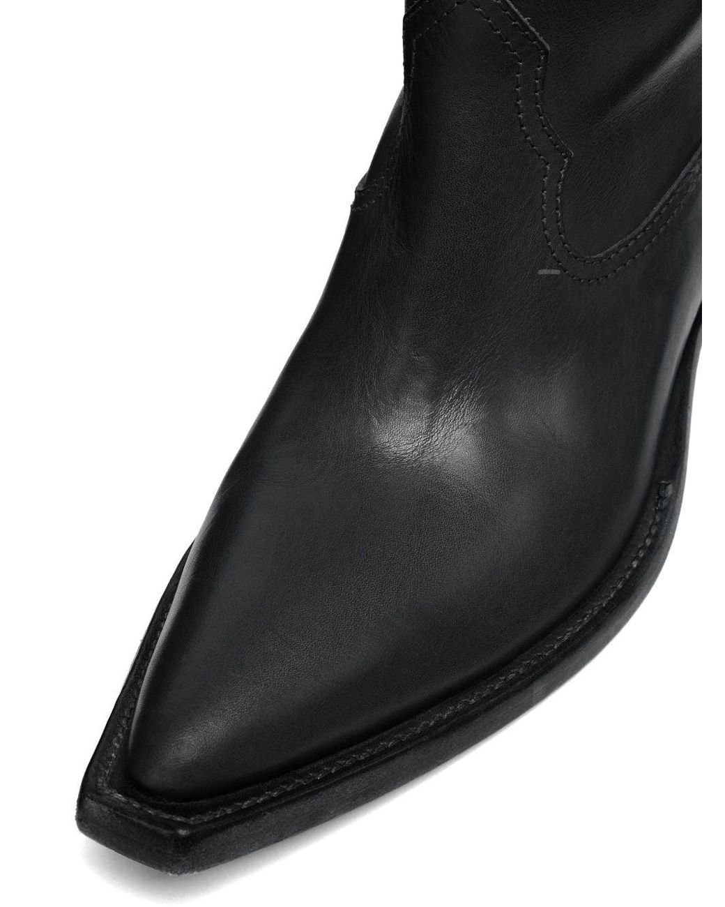 Maison Margiela Black Leather Western Boots