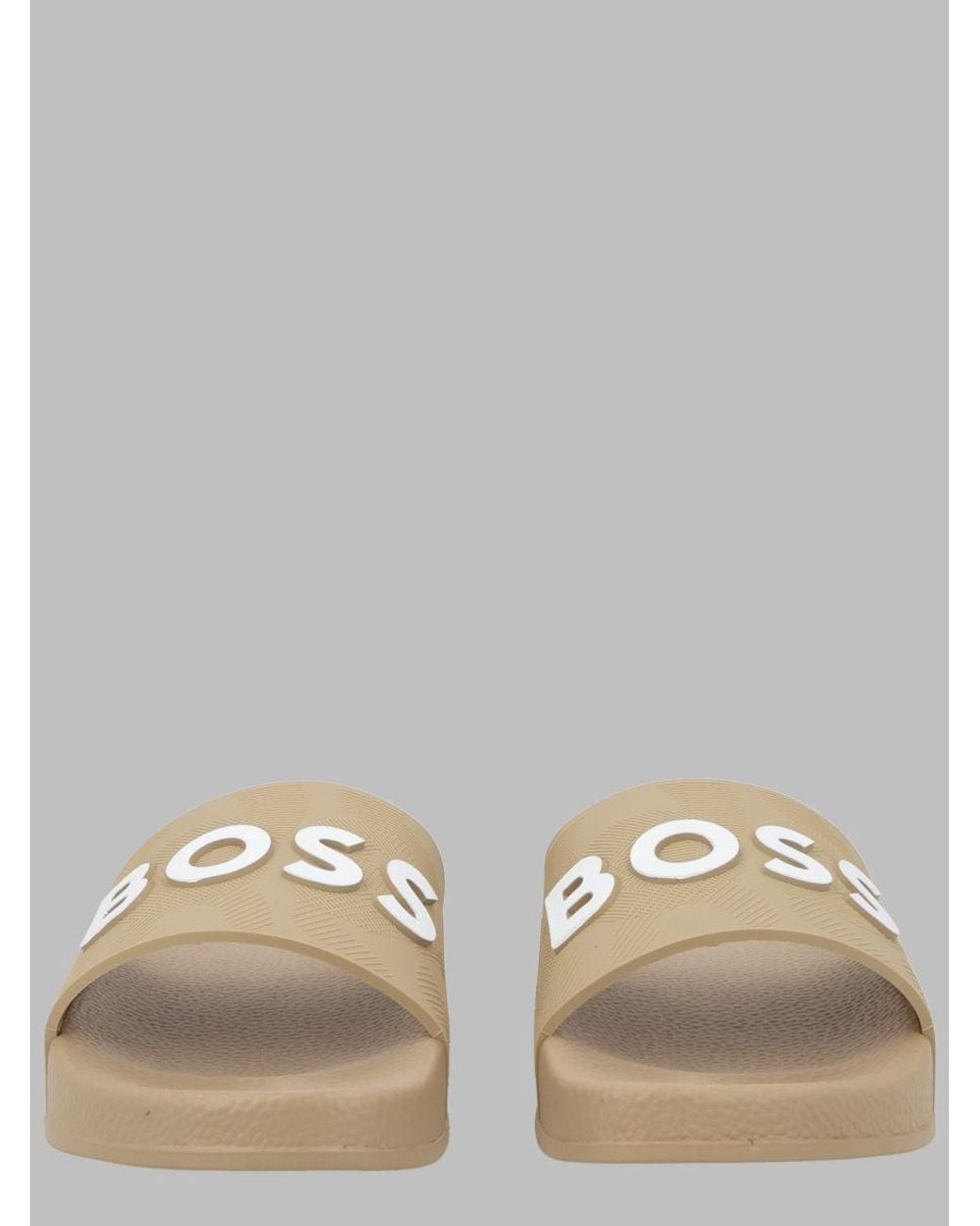 Boss Natural Logo Slide Sandals For Boys