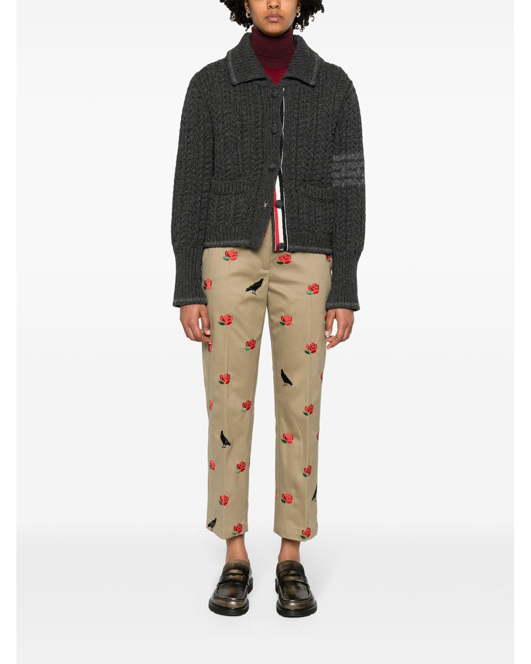 Thom Browne Natural Mid-Rise Tailored Twill Trousers