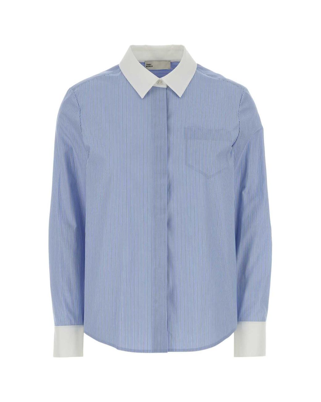 Tory Burch Blue Embroidered Poplin Shirt