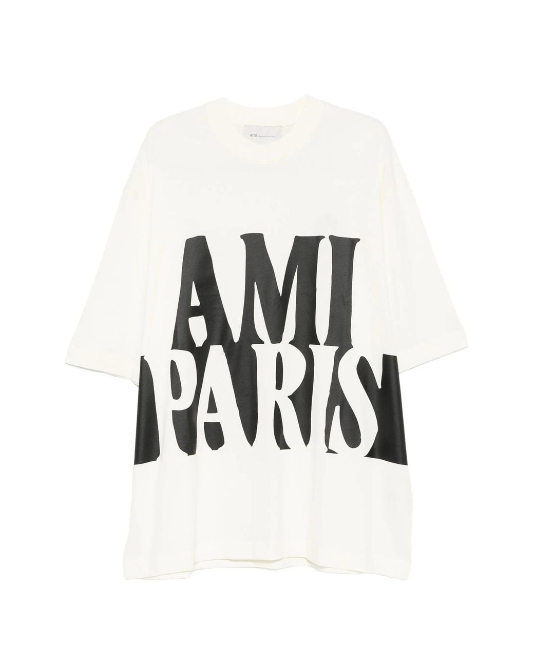 AMI White Oversize Fit Ss T-Shirt Paris Print