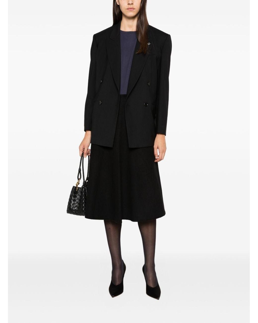 Susanne Bommer Black Wool Midi Skirt