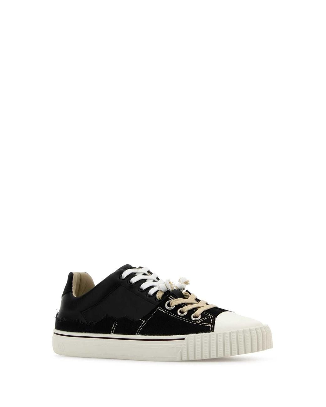 Maison Margiela Black Leather And Canvas New Evolution Sneakers