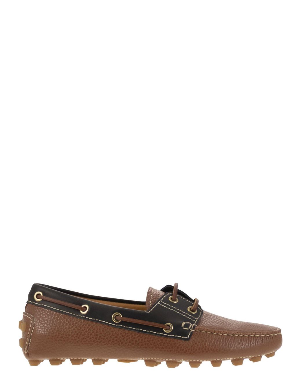 Tod's Brown Leather Boat Bubble Grommet