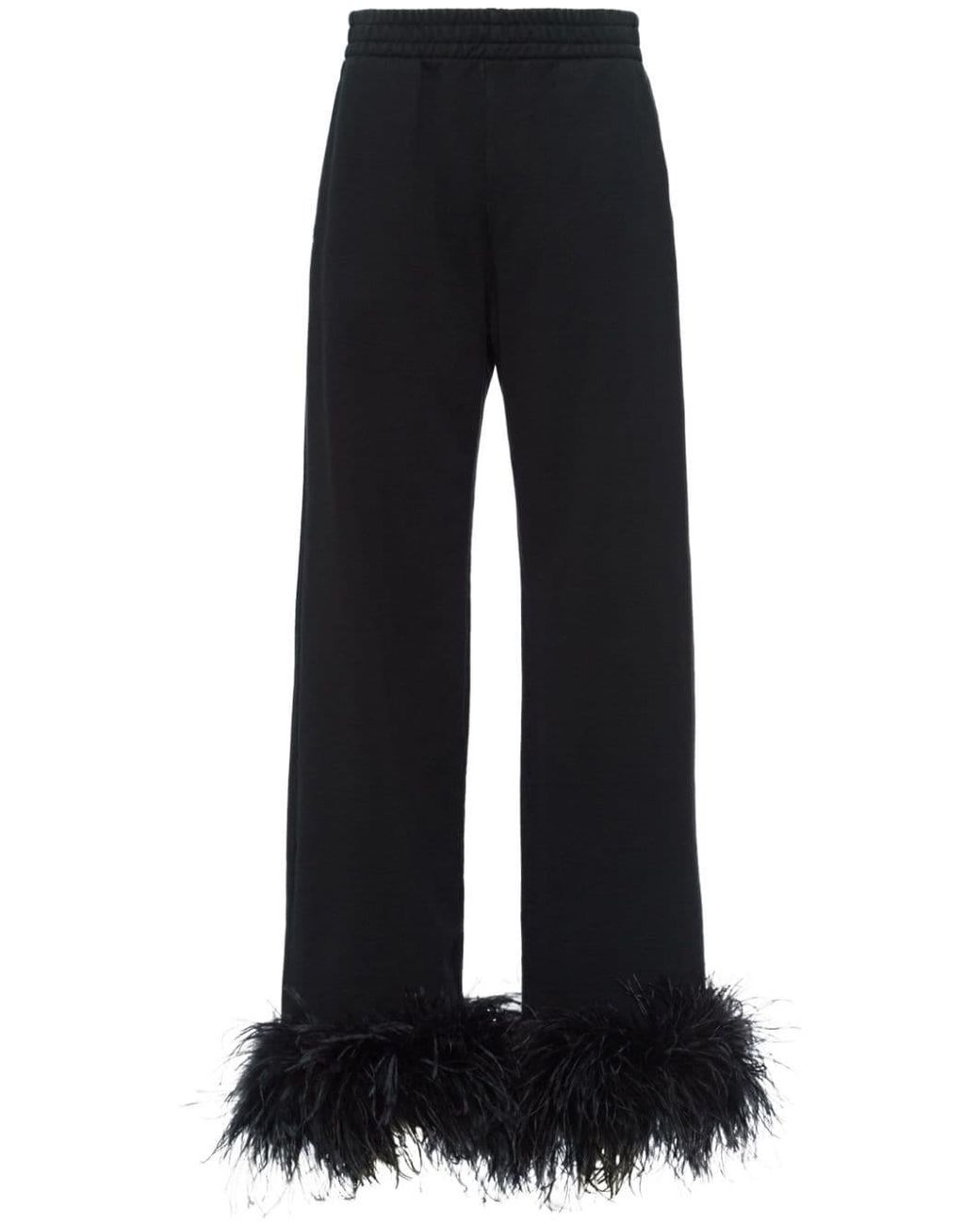 Prada Black Hose Aus Baumwolle Mit Federn