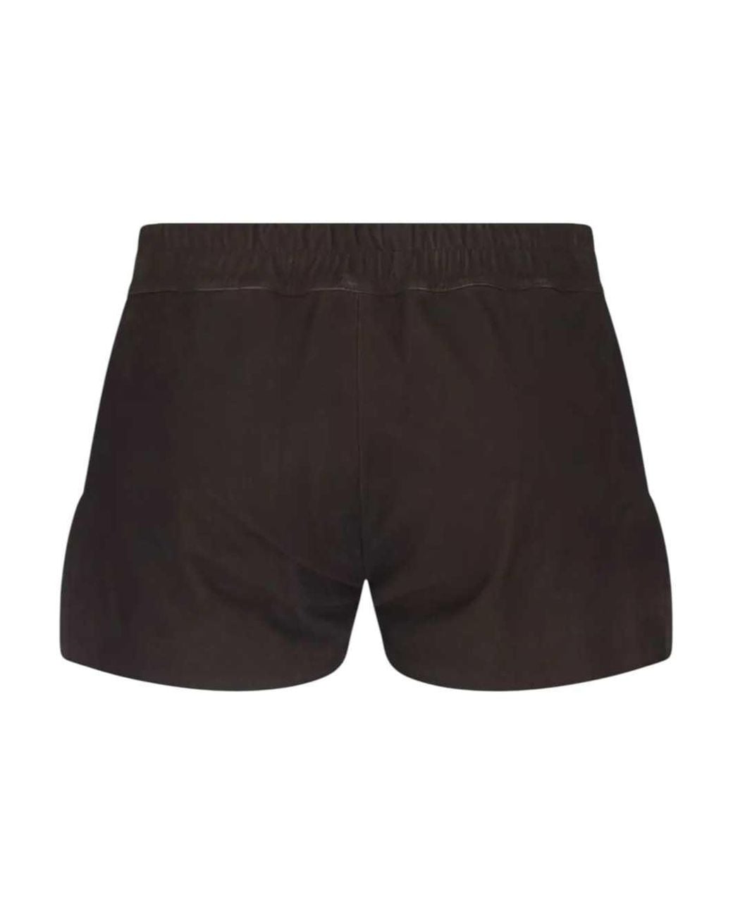Rick Owens Black Leather Shorts