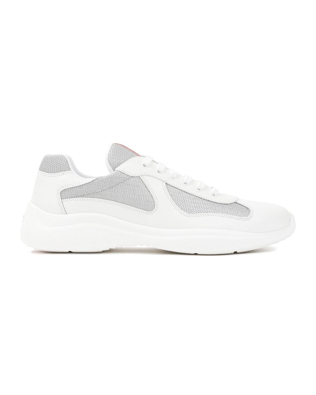 Prada White Americas Cup Lace-Up Sneaker