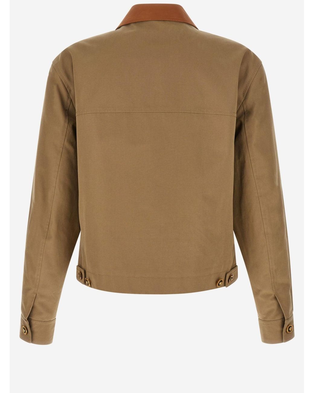 Versace Brown Cotton Jacket With Contrast Collar