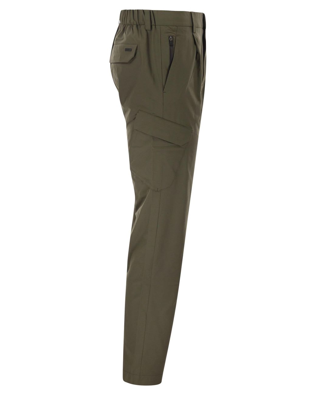 Herno Green Cargo Trousers With Mechanical Stretch Yarn for men