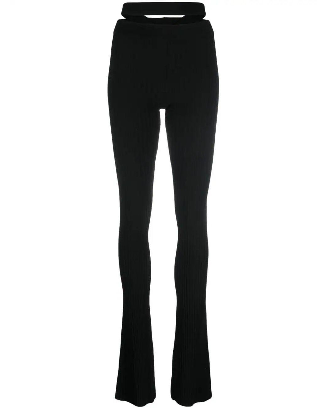 ANDREADAMO Black Andreadamo Ribbed Knit Flare Pants