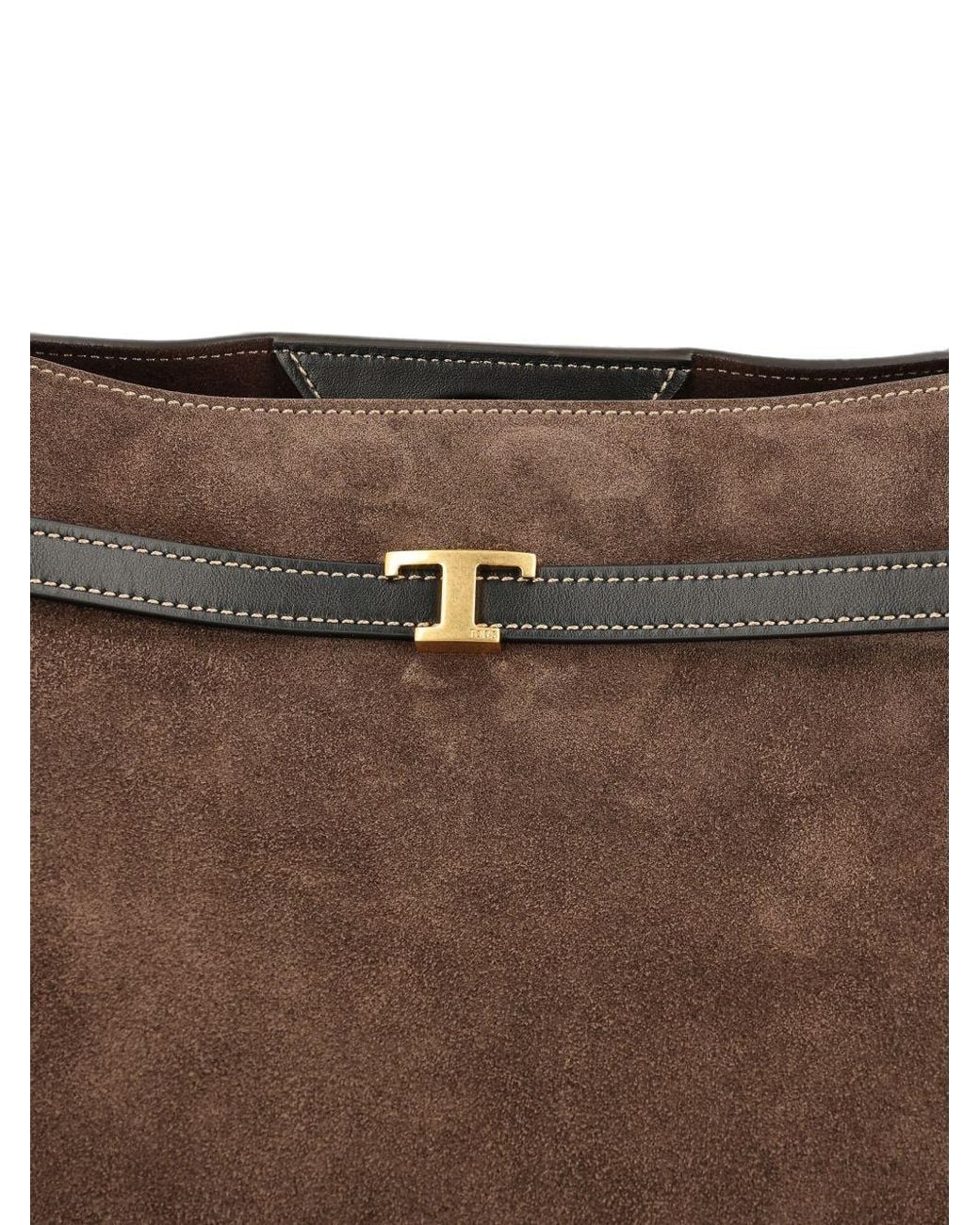 Tod's Brown T Timeless Medium Leather Tote Bag