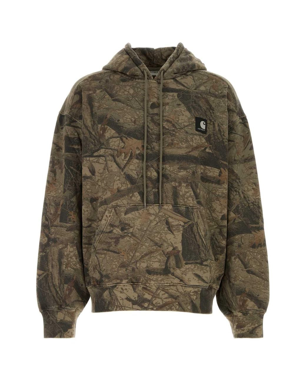 Carhartt Green Cotton Hooded Sweatshirt With Feather Tree Graphic for men