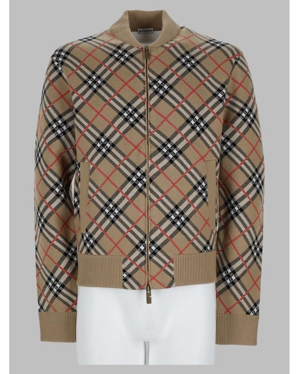 Burberry Multicolor Zip-Up Argyle Knit Jacket