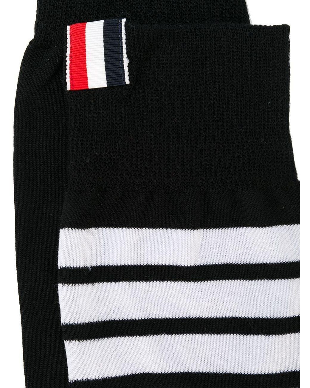 Thom Browne Black Mid Calf Socks With 4 Bar
