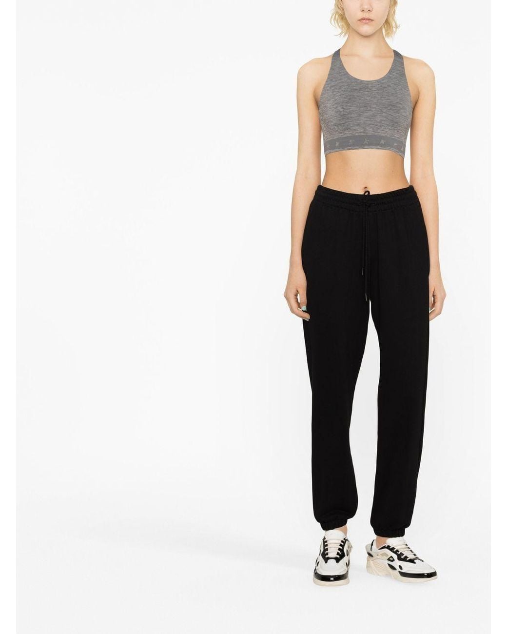 Golden Goose Deluxe Brand Gray Logo-underband Racerback Crop Top