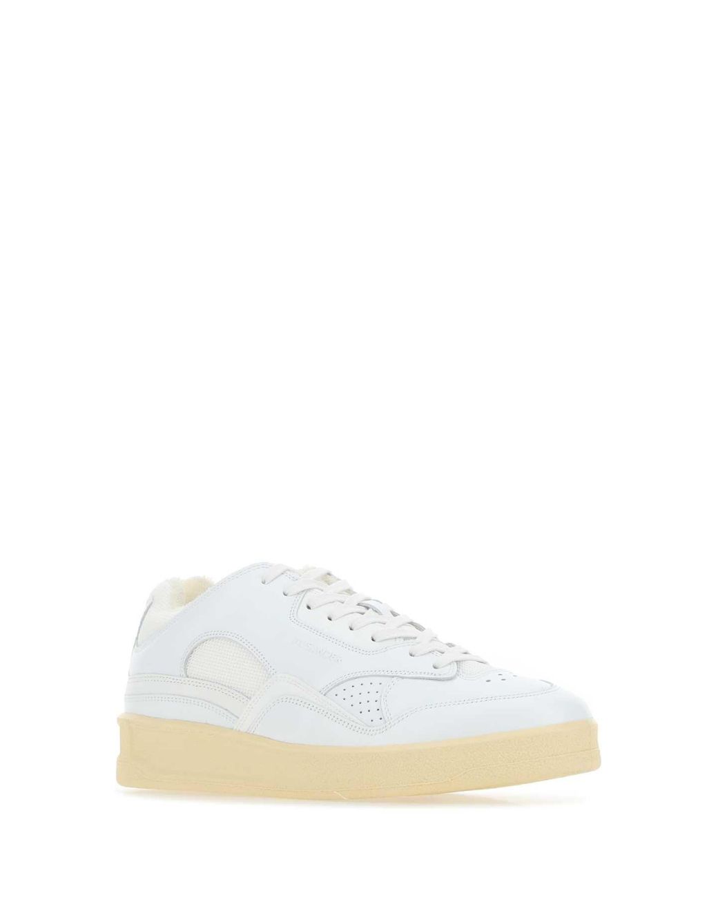 Jil Sander White Leather And Fabric Sneakers