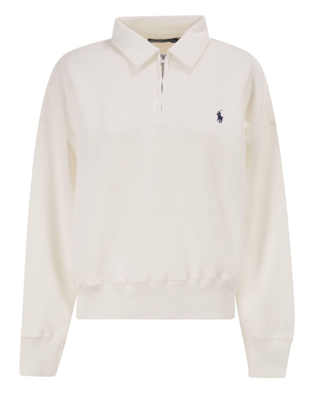 Polo Ralph Lauren White Half-Zip Collared Sweatshirt