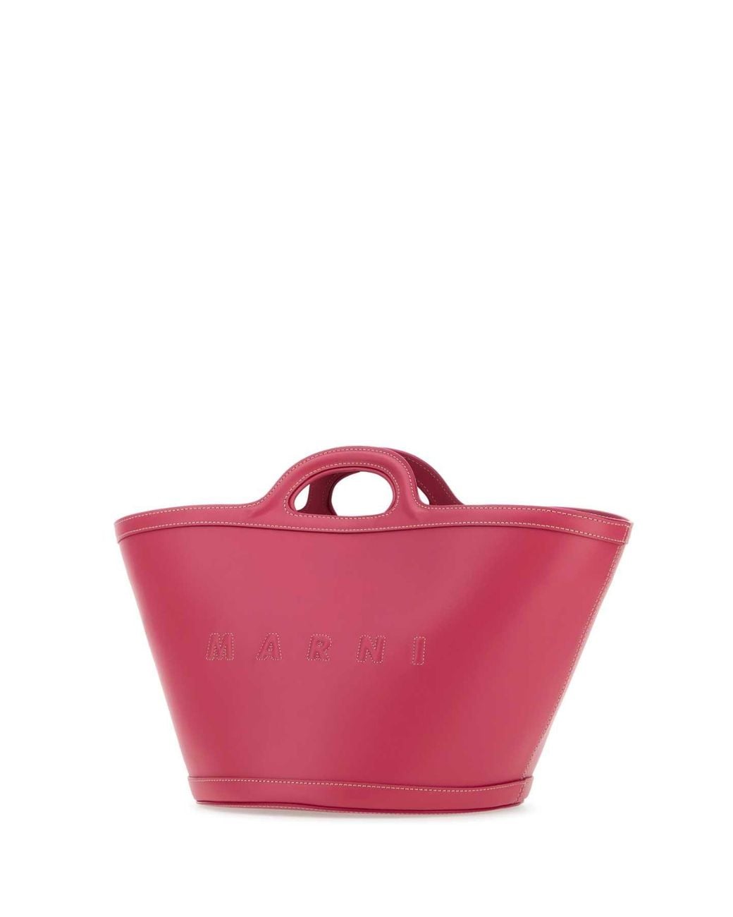 Marni Pink Dark Leather Small Tropicalia Handbag