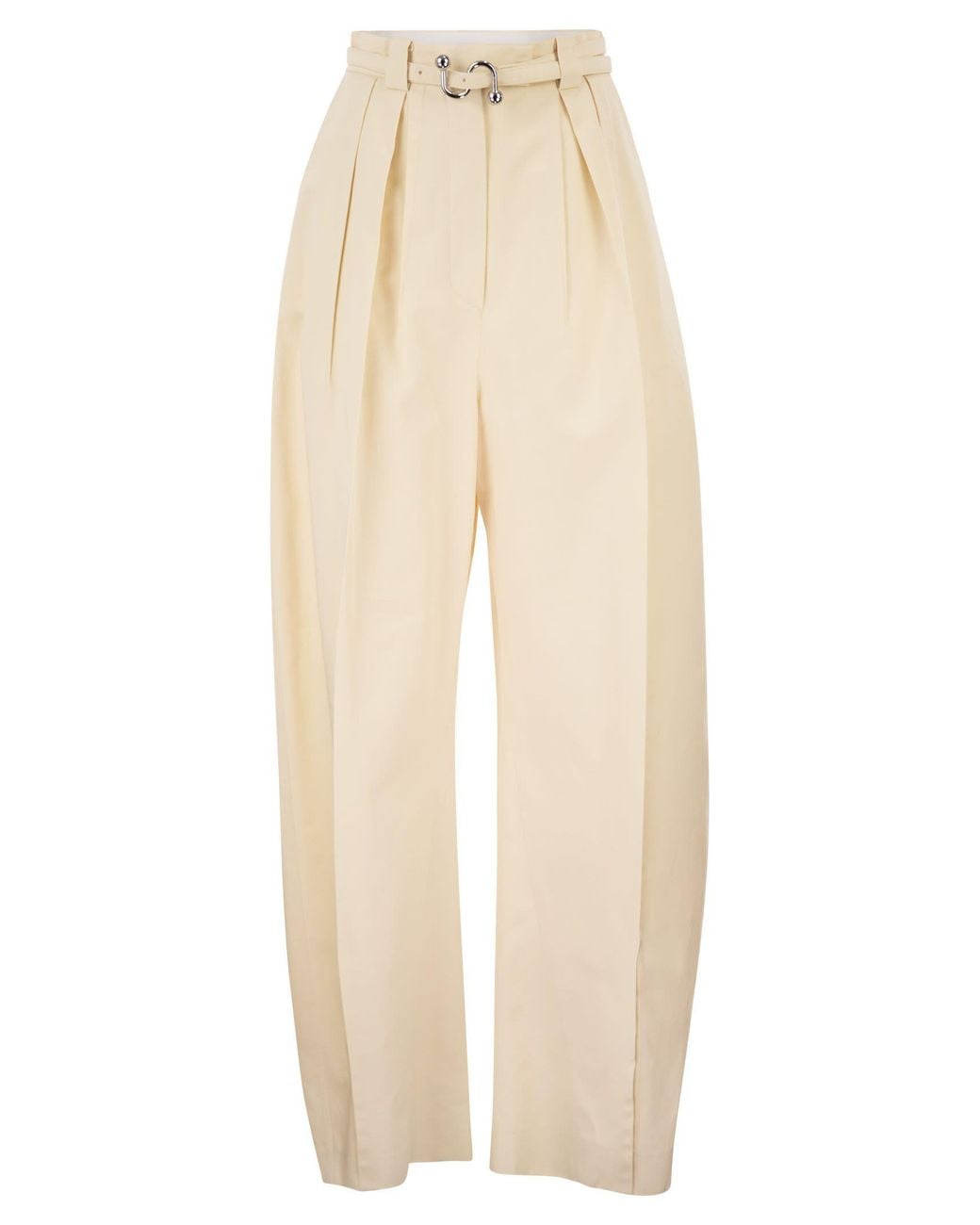 Sportmax Natural Spxidoneo – Wide Leg Cotton Trousers With Integrated Belt