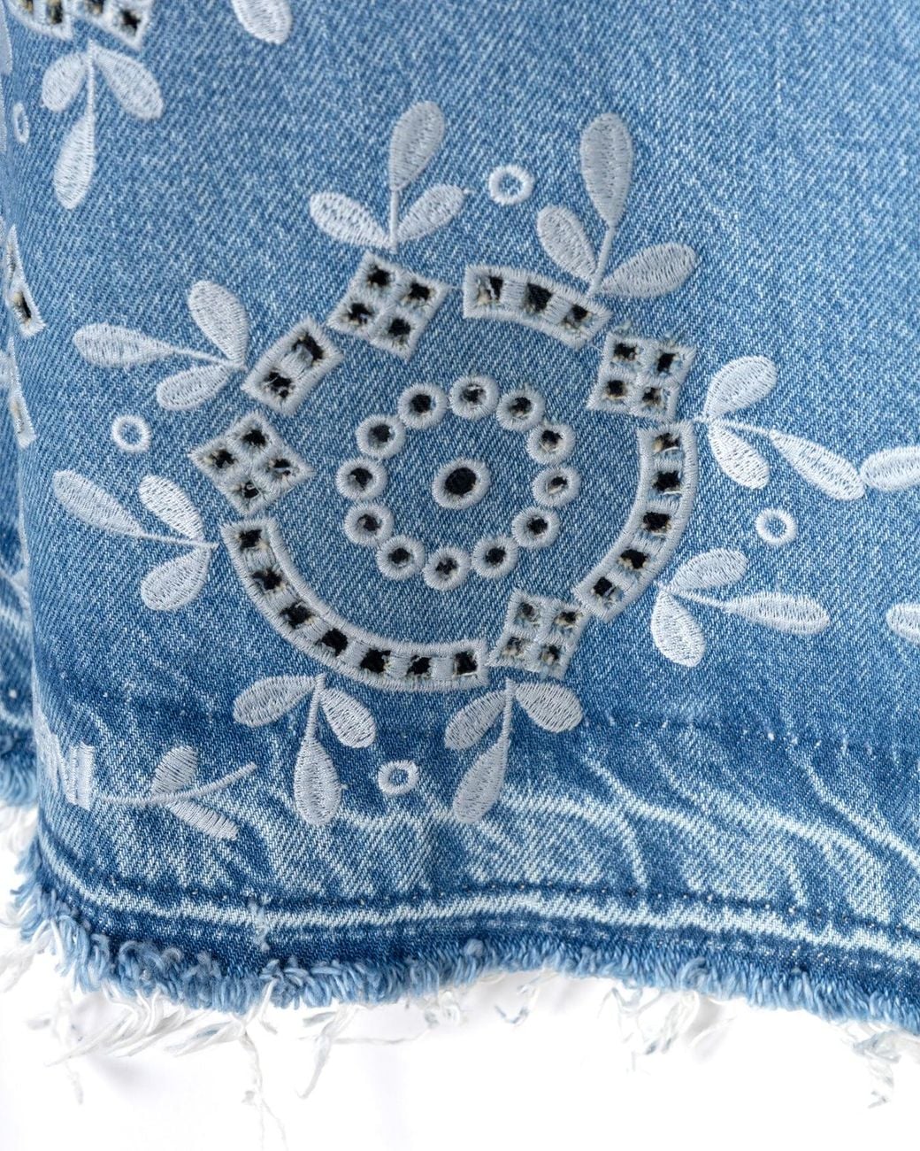 Ganni Blue Broderie Anglaise Denim Top