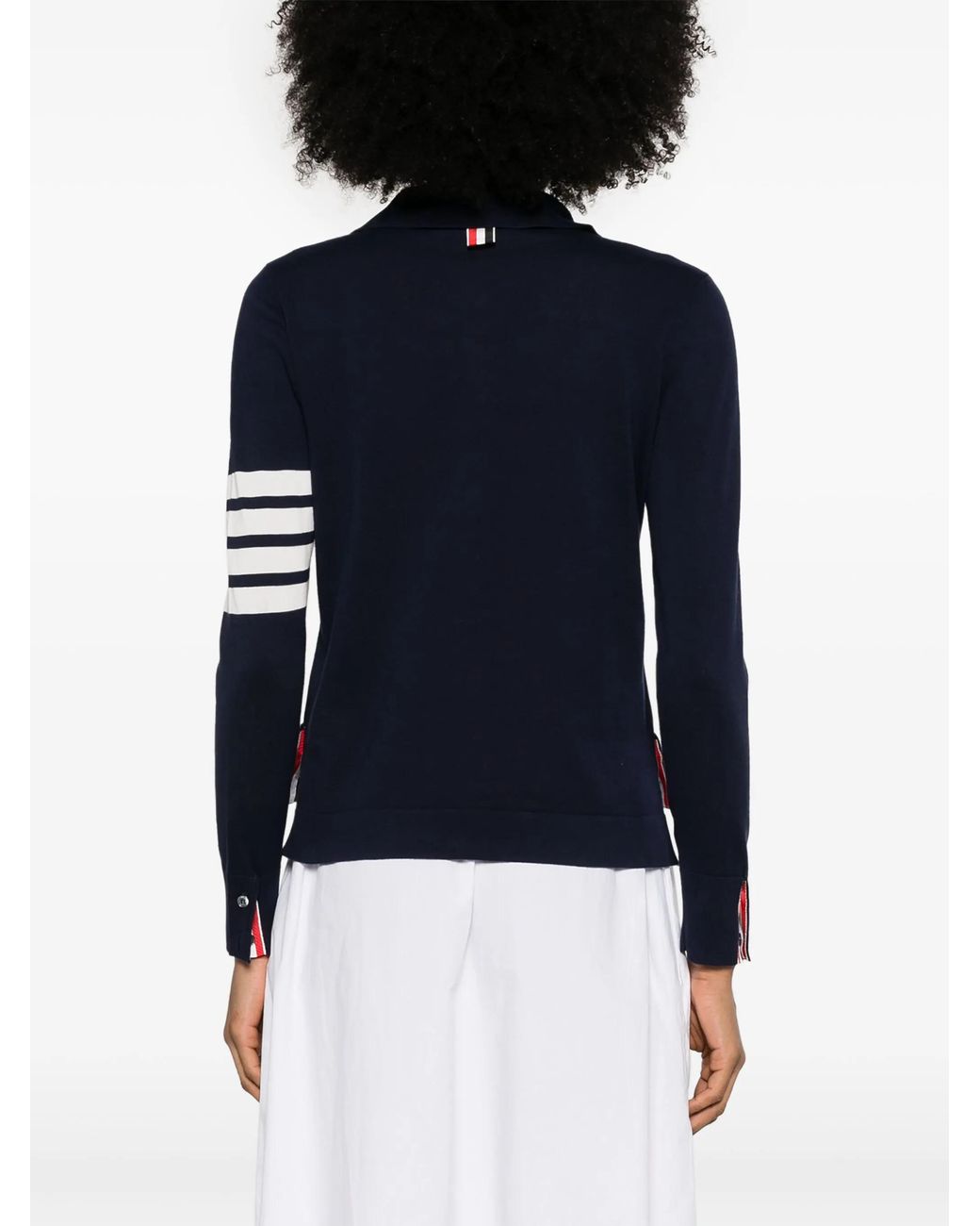 Thom Browne Blue 4 Bar Stripes Jersey Polo Shirt