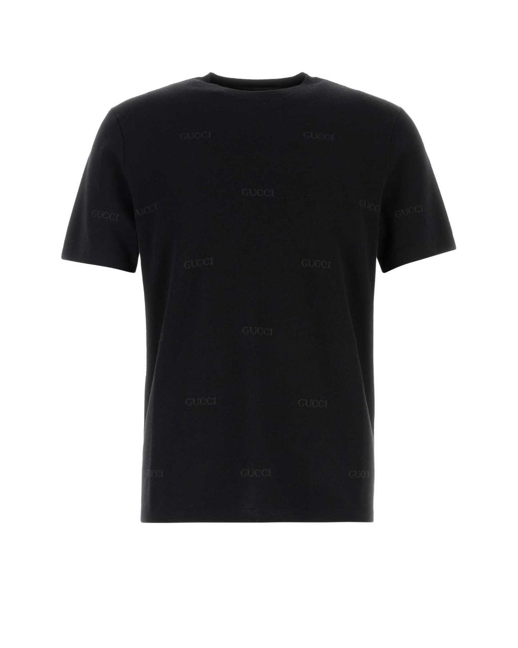 Gucci Black Embroidered Wool Blend T Shirt