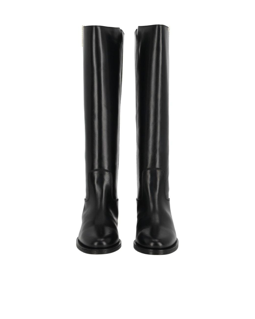 Via Roma 15 Black Tall Leather Studded Boots