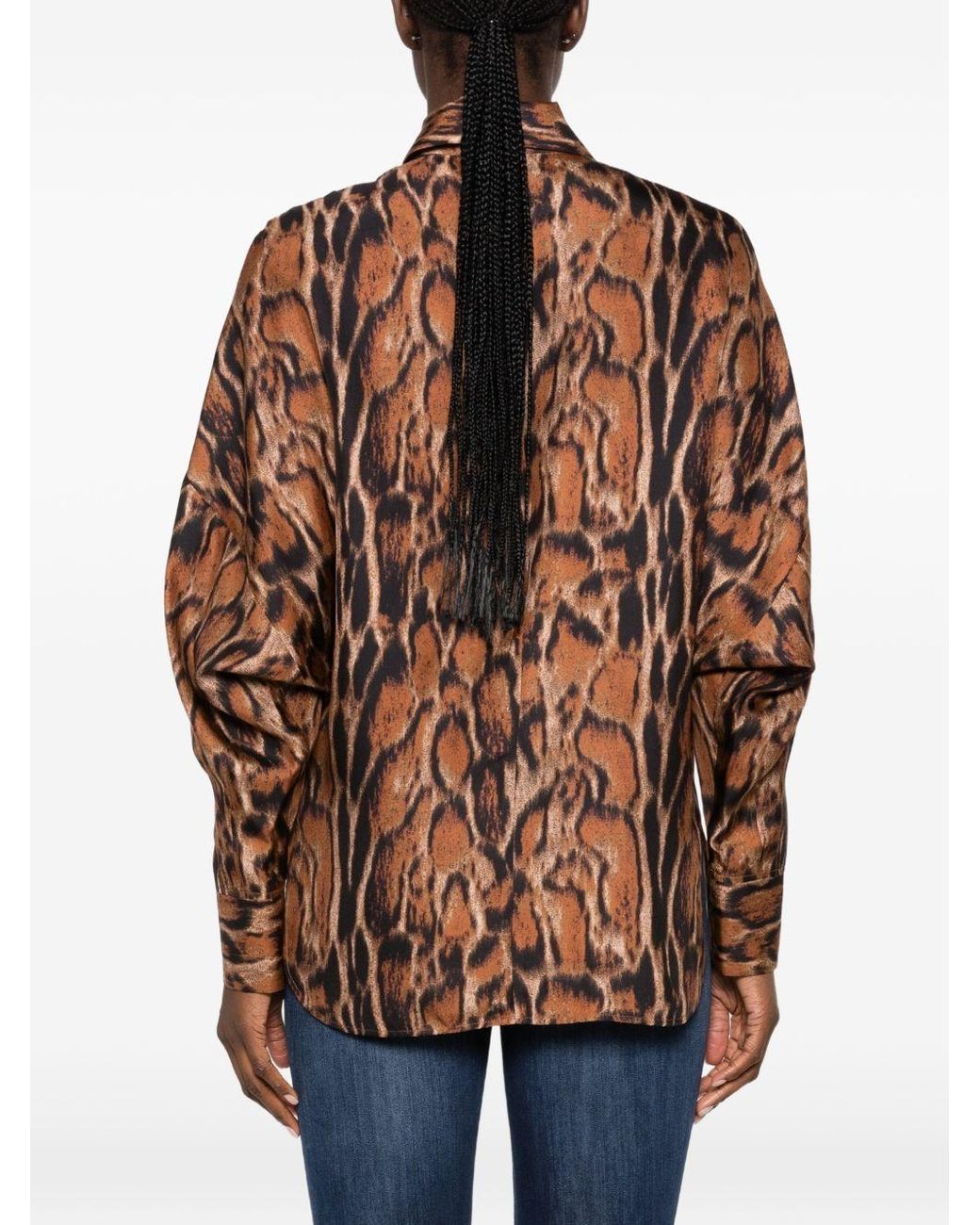 Alberto Biani Brown Printed Silk Shirt