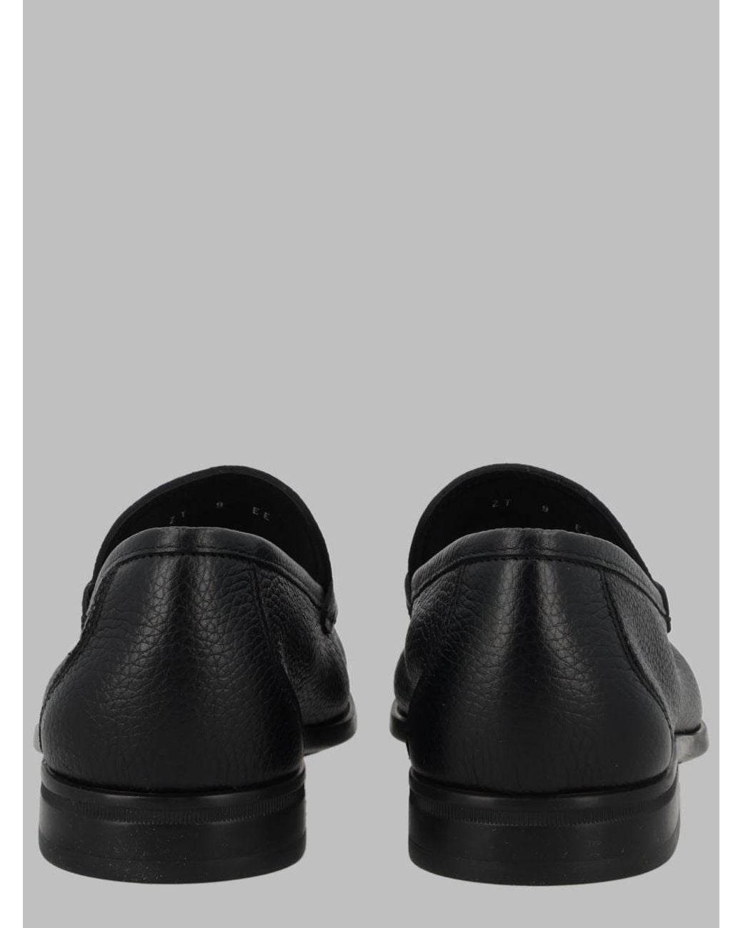 Ferragamo Black Mocassino "Grandioso" Con Ornamento Gancini