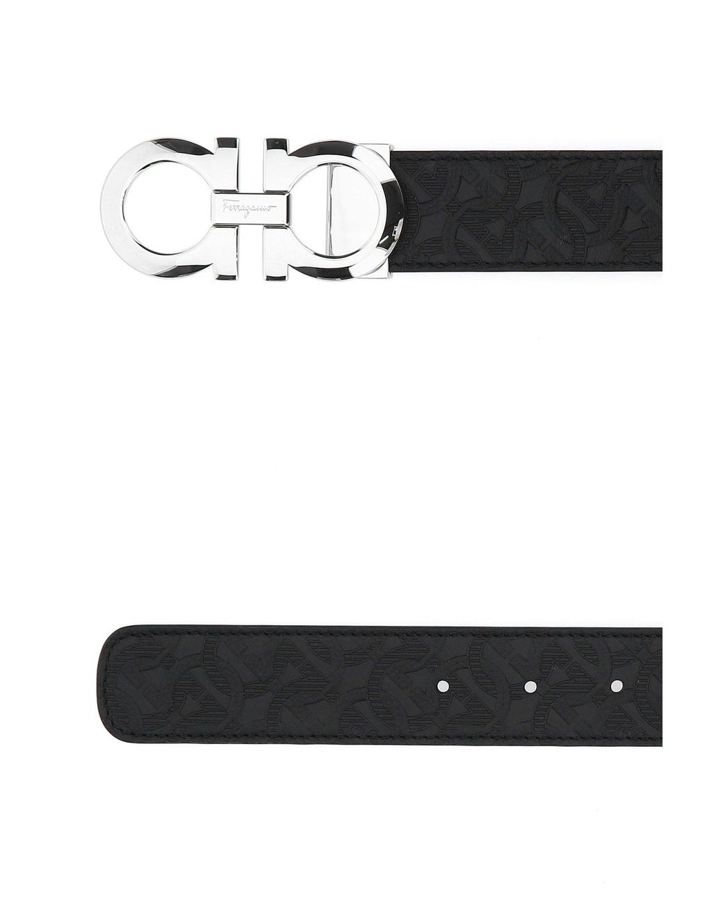Ferragamo White Gancini Reversible Leather Belt for men