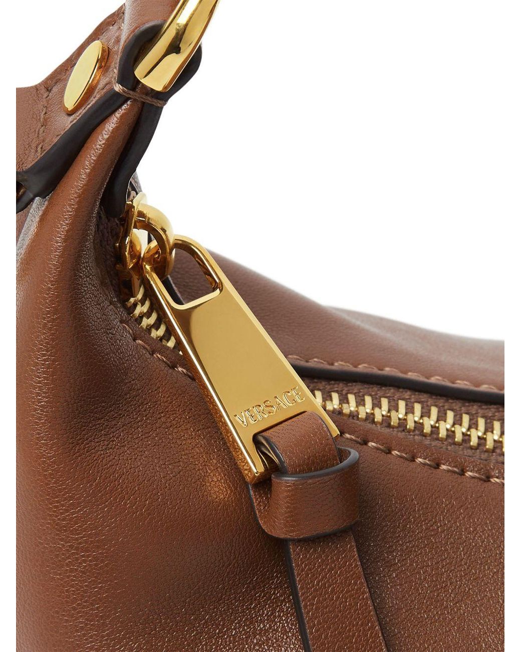 Versace Brown Tag Leather Hobo Bag