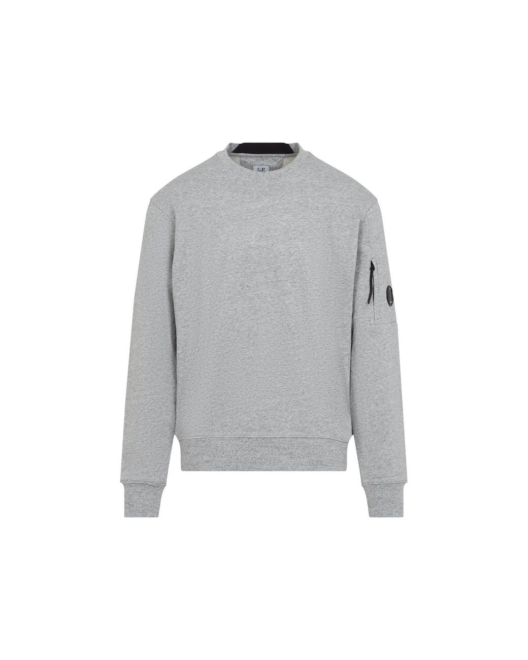 C P Company Gray C.P.Company Diagonal Raised Fleece Crewneck Lens Sweatshirt for men