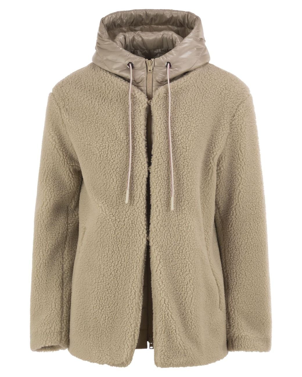 Herno Natural Teddy Jacket With Padded Hood