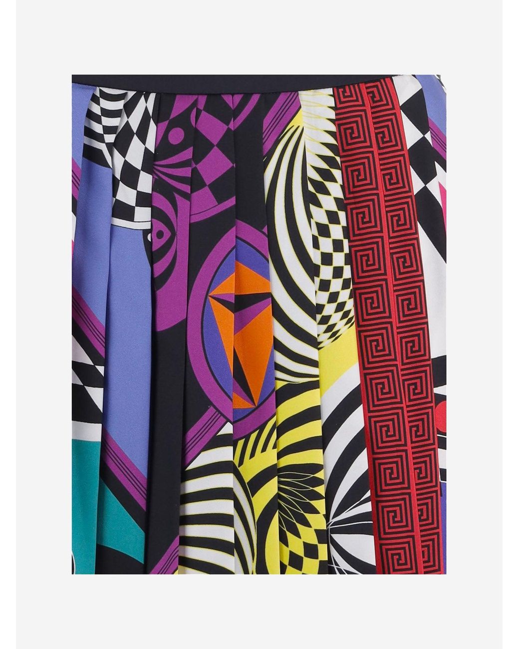 Versace White Mini Skirt Pleated Silk Twill