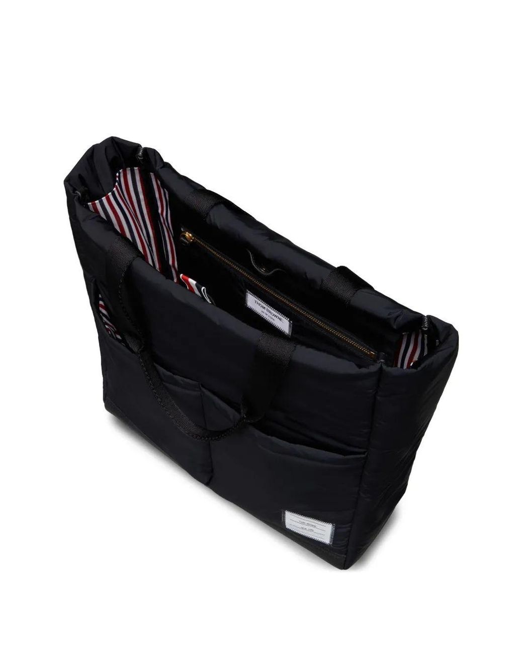 Thom Browne Black Poly Twill Pocket Tote Bag