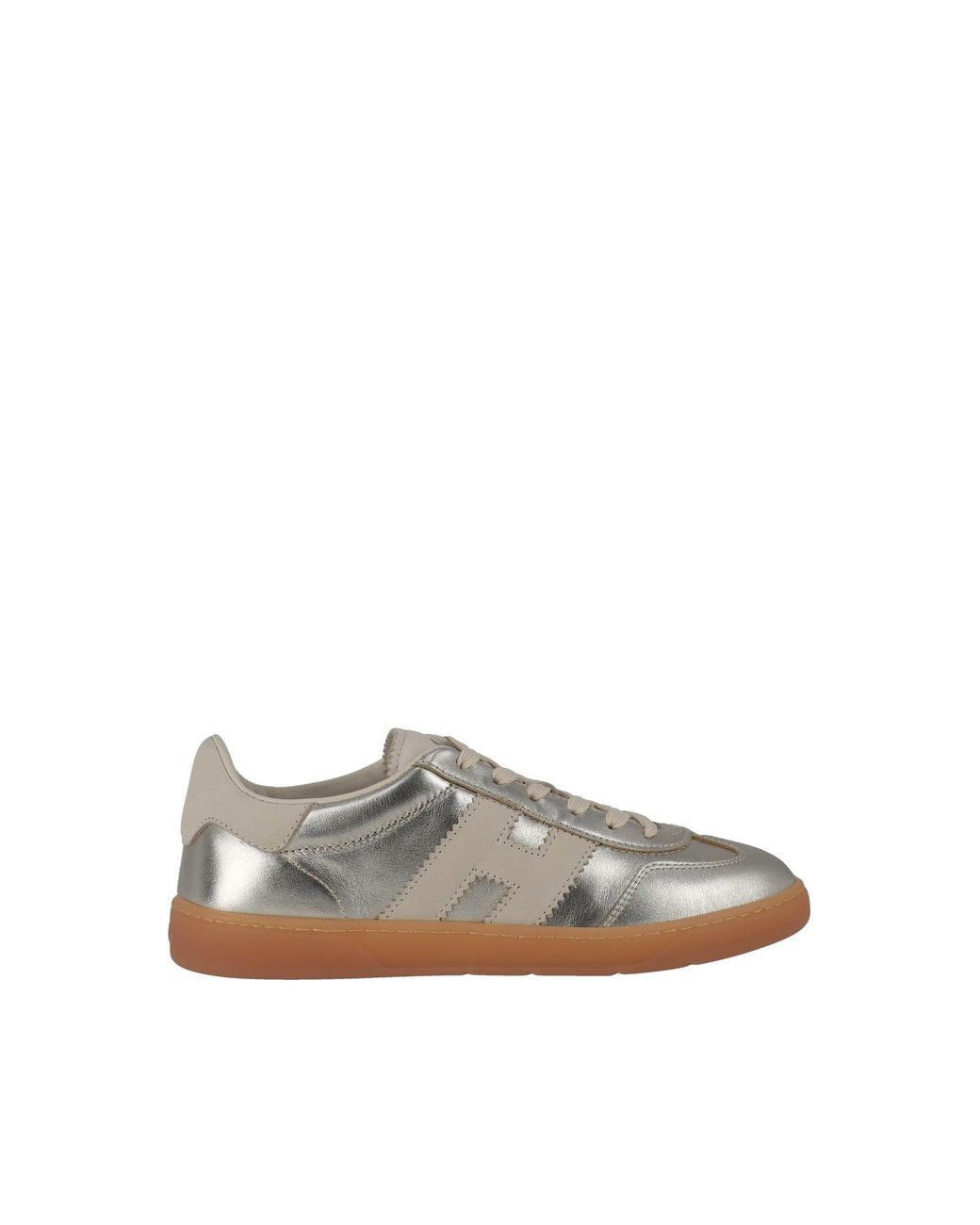 Hogan White Metallic Gum-Sole Cool Low-Top Sneakers