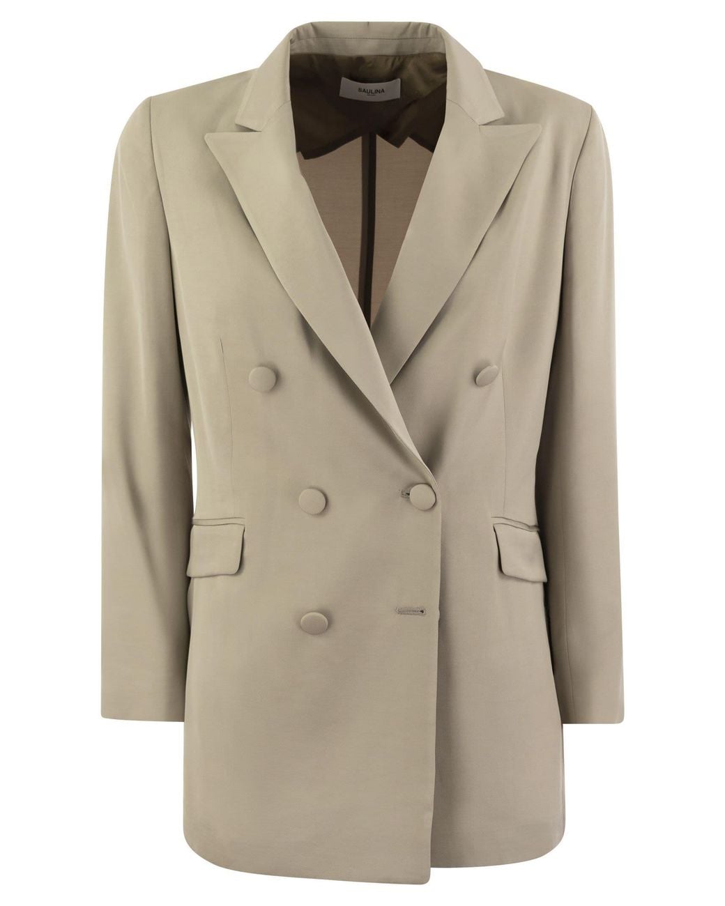 SAULINA Natural Anita Viscose Double Breasted Blazer