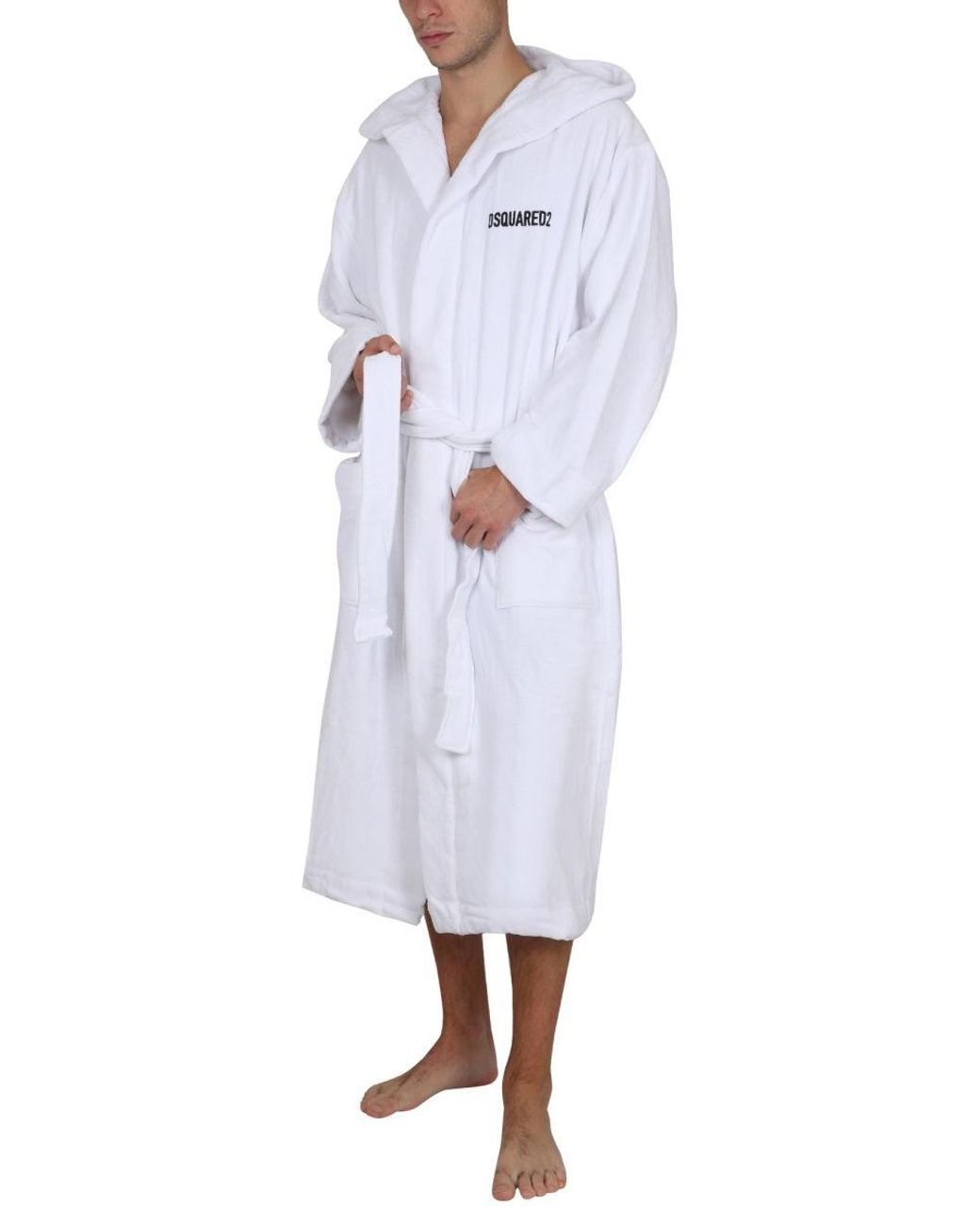 DSquared² White Dsquared Bathrobe With Logo