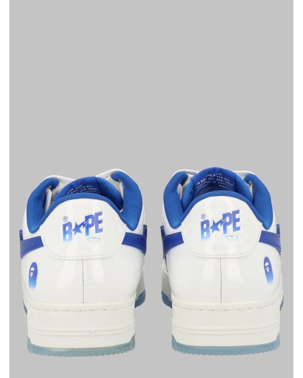 A Bathing Ape White Low-Top Leather Sneakers With Vibrant Accents for men