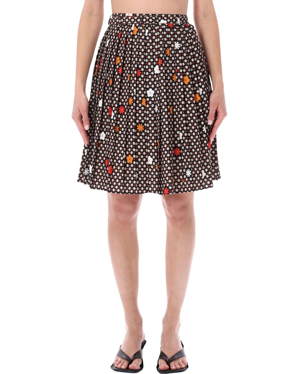 MM6 by Maison Margiela Black Pleated Floral Skirt