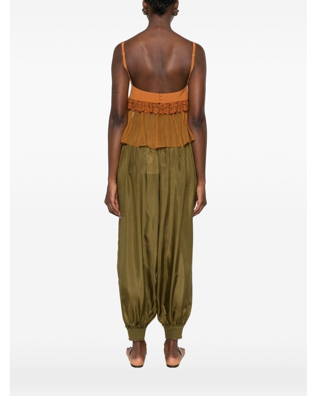 Chloé Brown Silk Laced Top